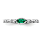 14k White Gold Stackable Expressions Cr.Emerald and Diamond Ring
