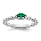 14k White Gold Stackable Expressions Cr.Emerald and Diamond Ring
