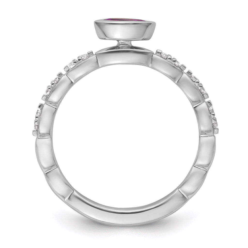 14k White Gold Stackable Expressions Rhodolite Garnet and Dia Ring