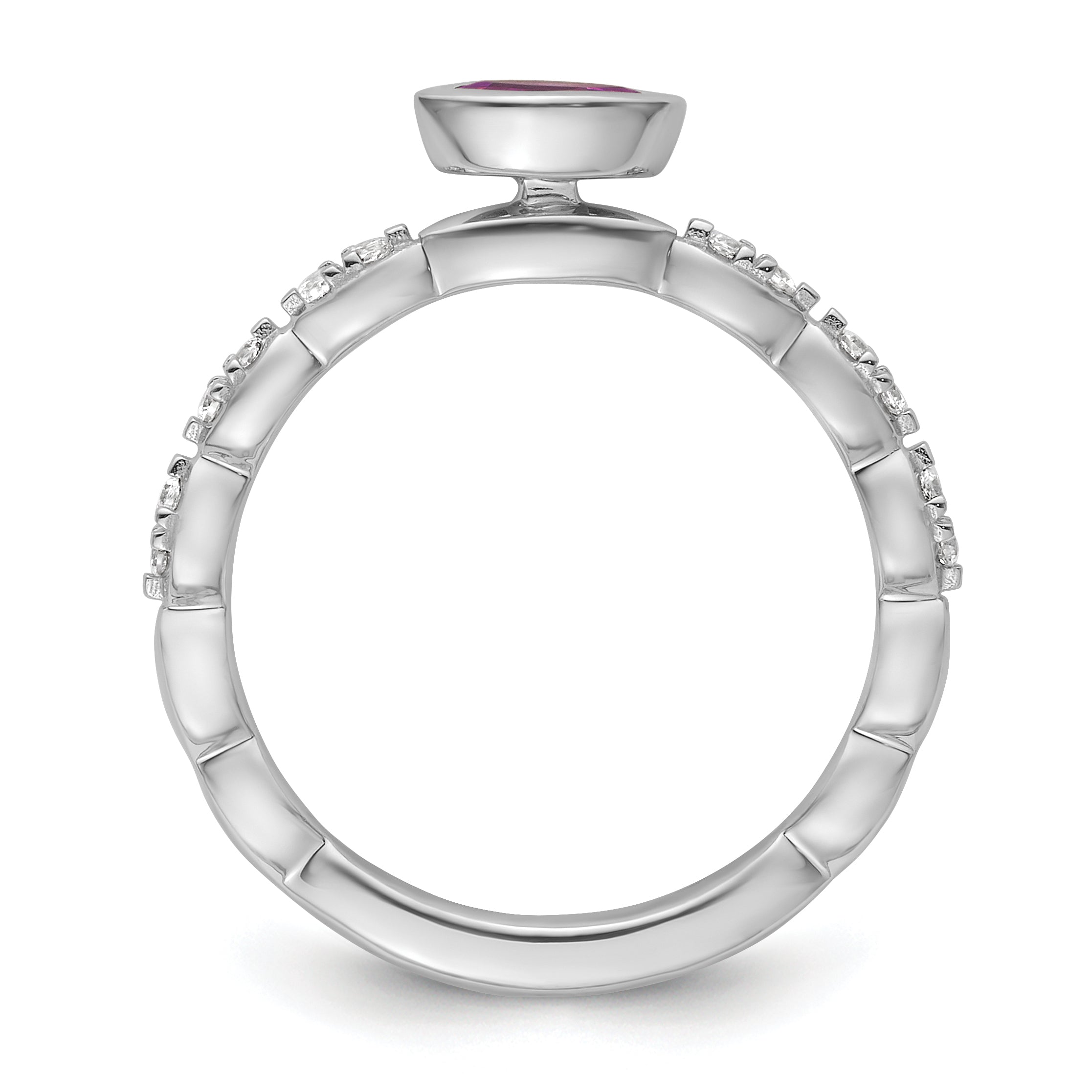 14k White Gold Stackable Expressions Rhodolite Garnet and Dia Ring
