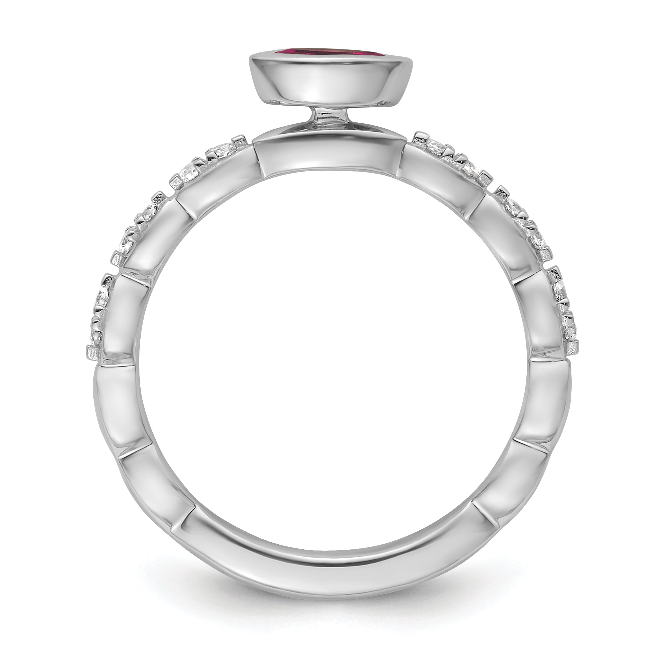 14k White Gold Stackable Expressions Created Ruby and Diamond Ring Secondary image