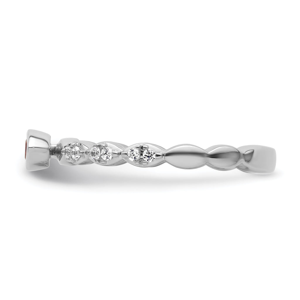 14k White Gold Stackable Expressions Created Ruby and Diamond Ring