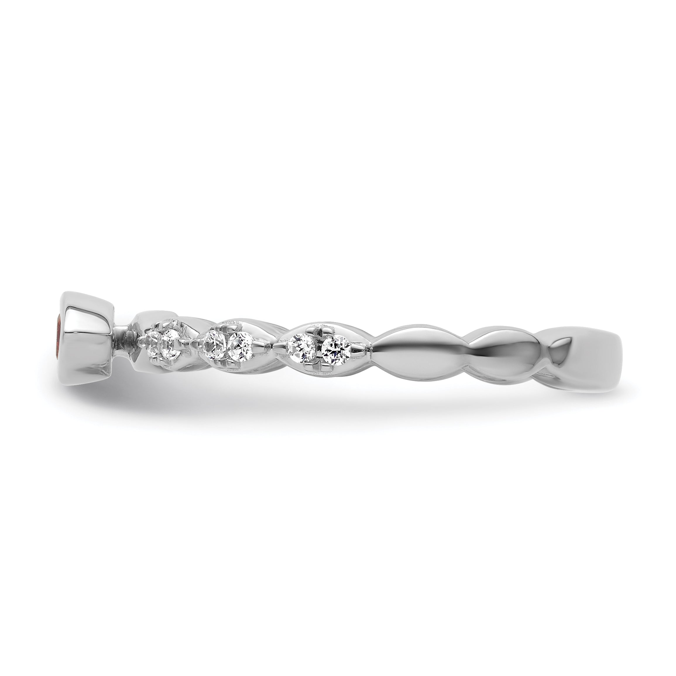 14k White Gold Stackable Expressions Created Ruby and Diamond Ring