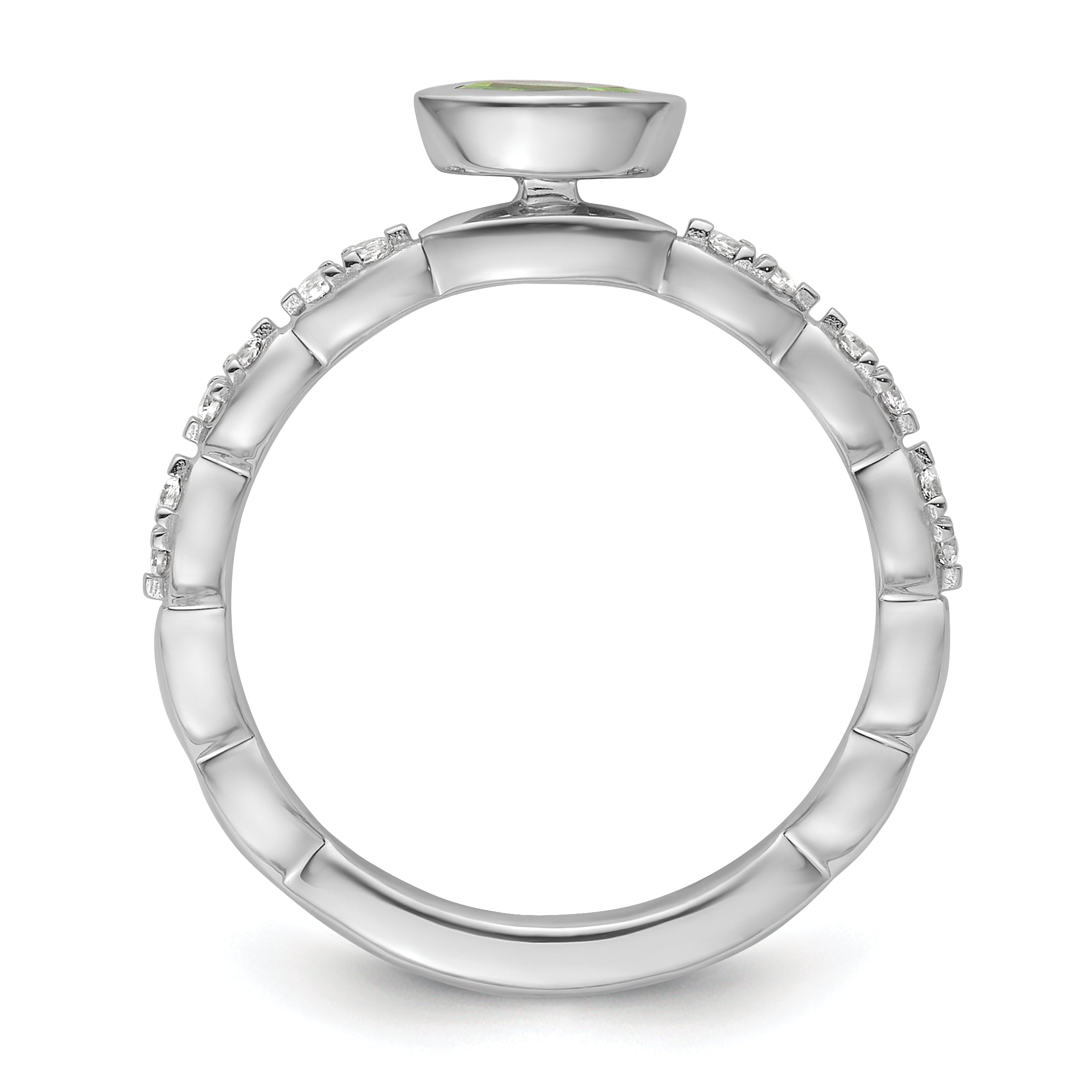 14k White Gold Stackable Expressions Peridot and Diamond Ring