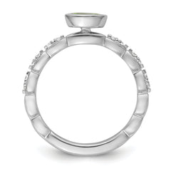 14k White Gold Stackable Expressions Peridot and Diamond Ring