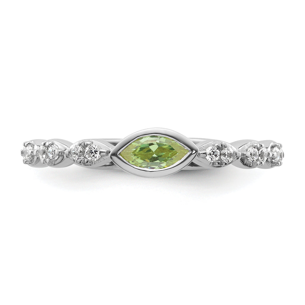 14k White Gold Stackable Expressions Peridot and Diamond Ring