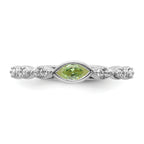 14k White Gold Stackable Expressions Peridot and Diamond Ring