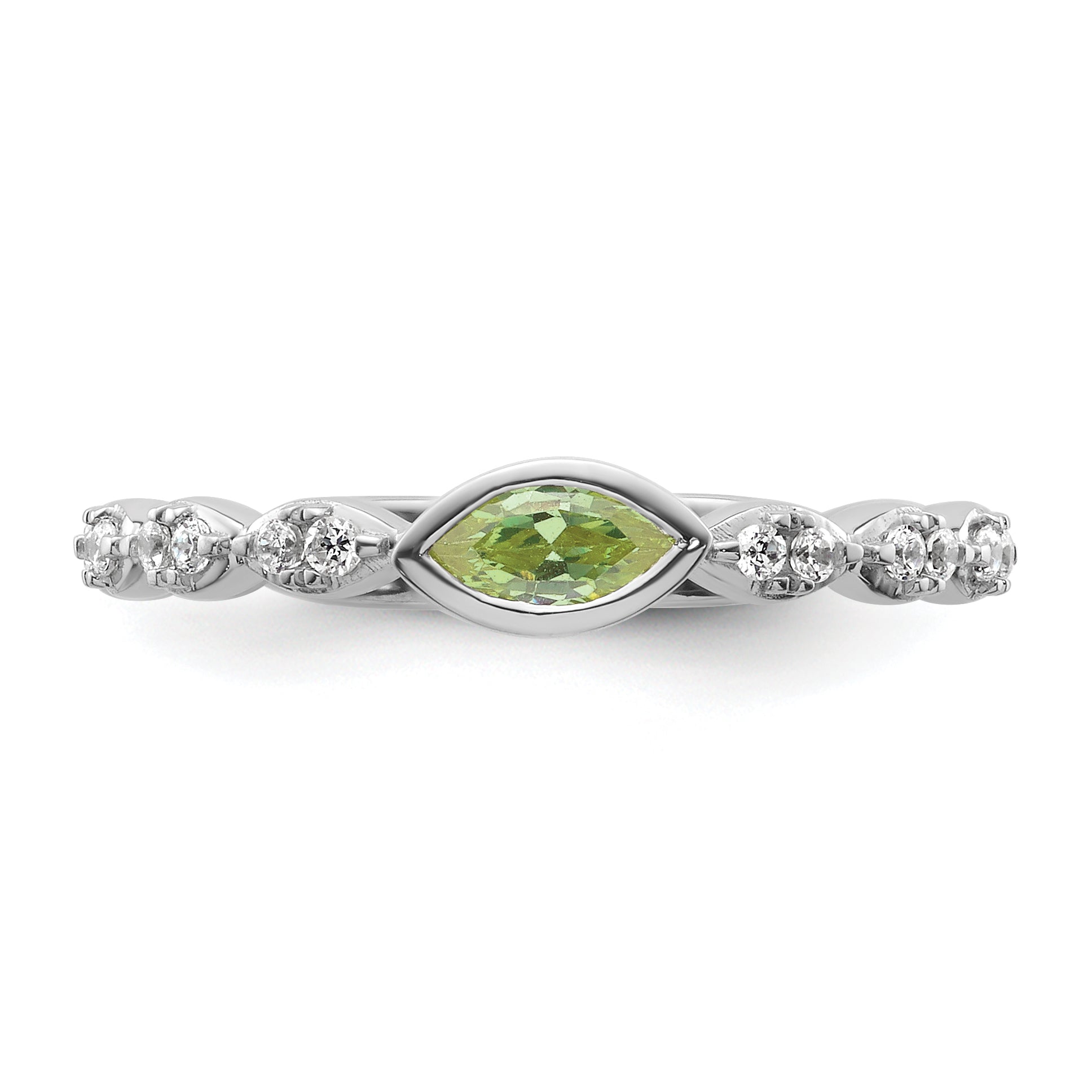 14k White Gold Stackable Expressions Peridot and Diamond Ring