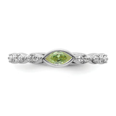 14k White Gold Stackable Expressions Peridot and Diamond Ring