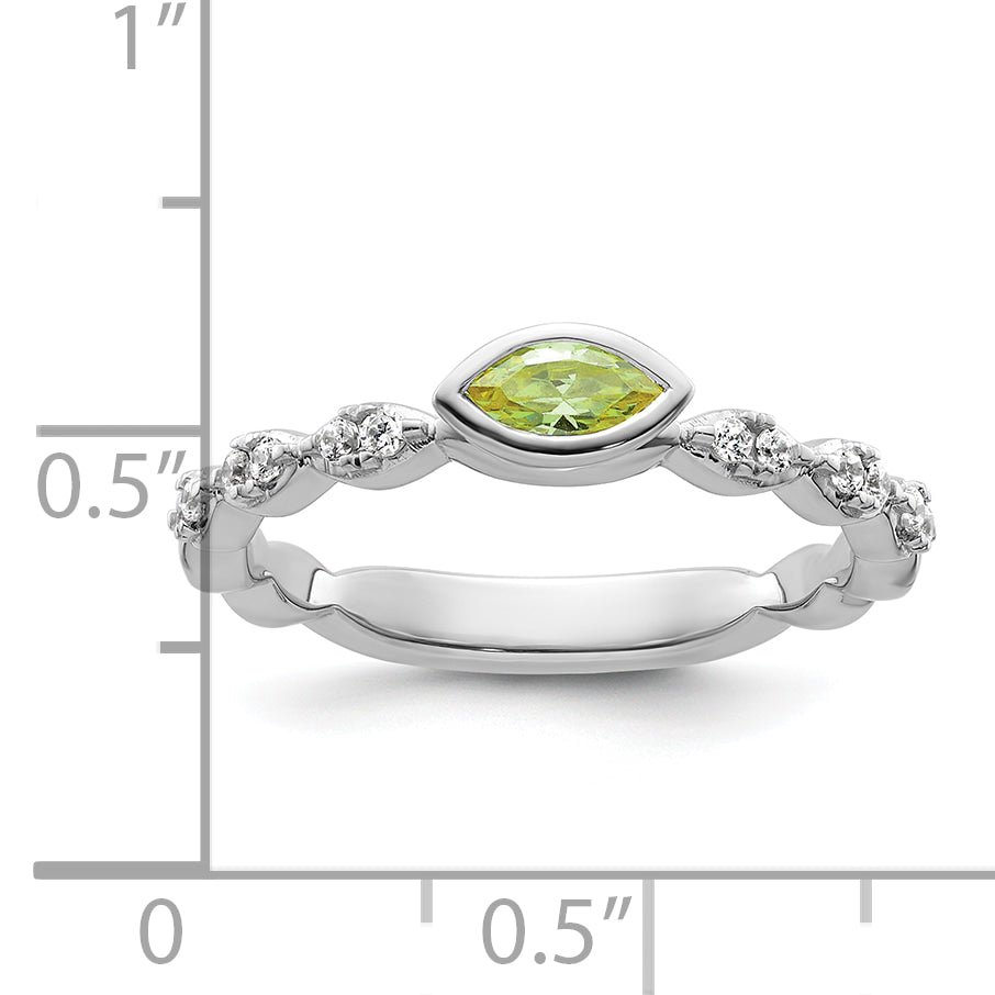 14k White Gold Stackable Expressions Peridot and Diamond Ring