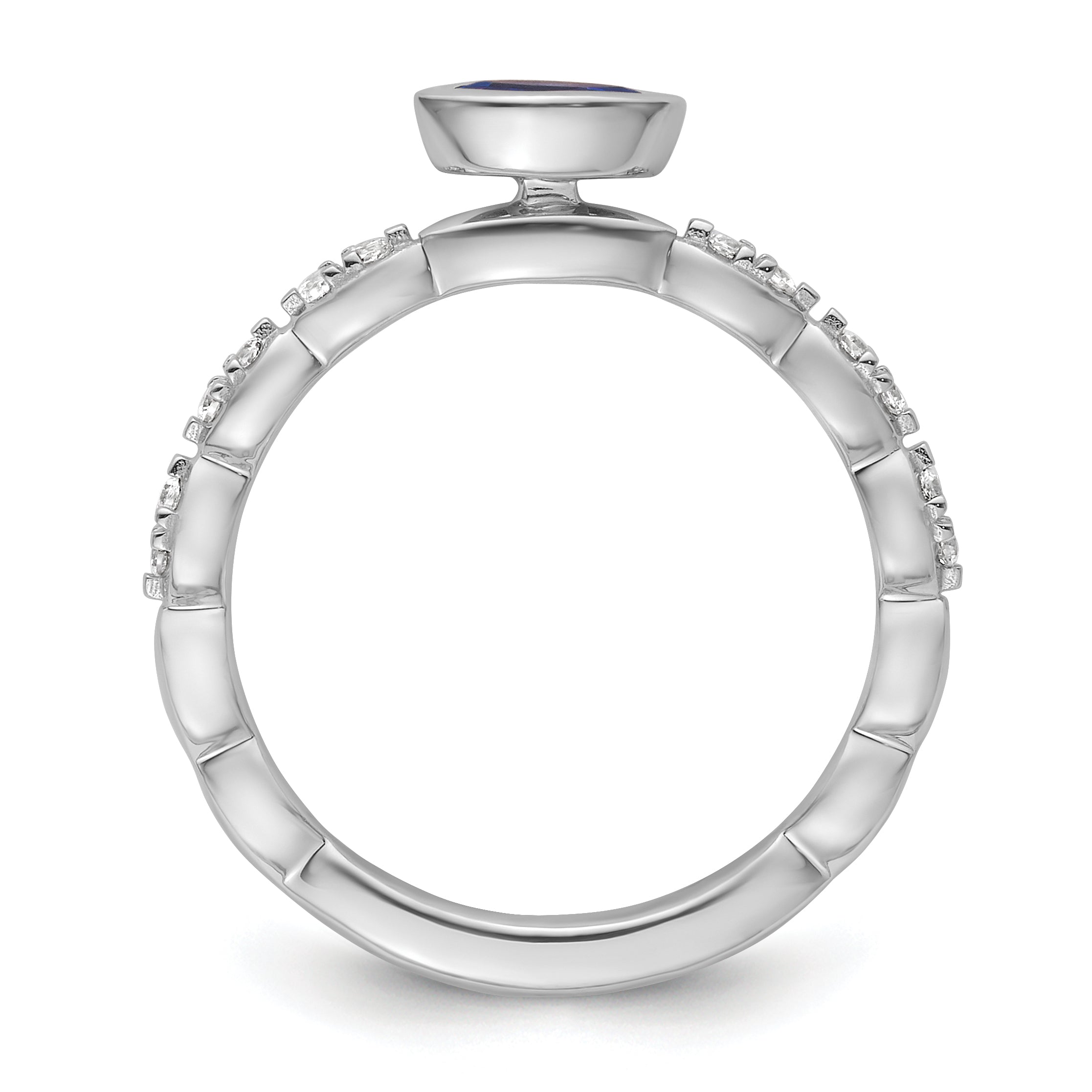 14k White Gold Stackable Expressions Cr.Sapphire and Diamond Ring Secondary image