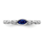 14k White Gold Stackable Expressions Cr.Sapphire and Diamond Ring