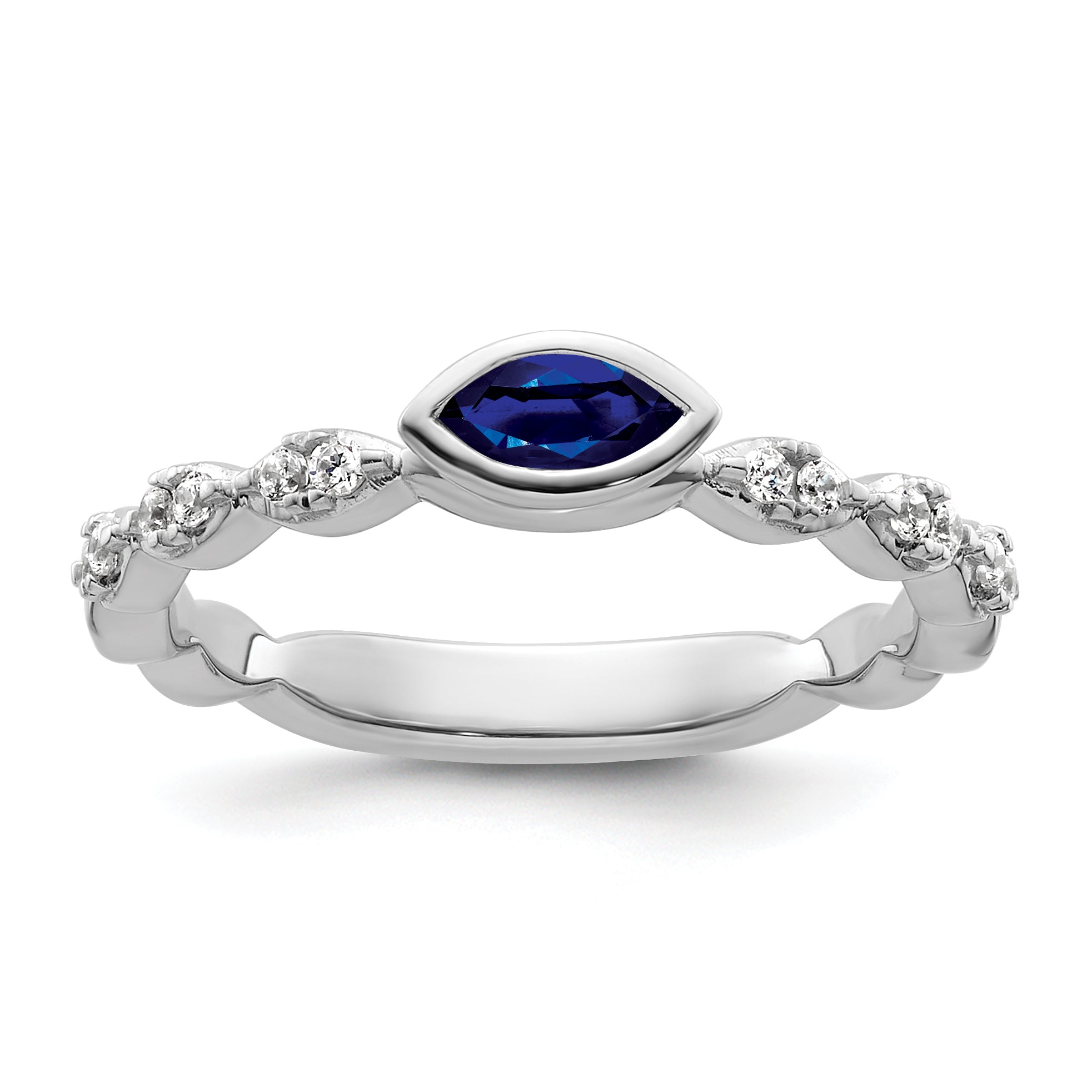 14k White Gold Stackable Expressions Cr.Sapphire and Diamond Ring Main image