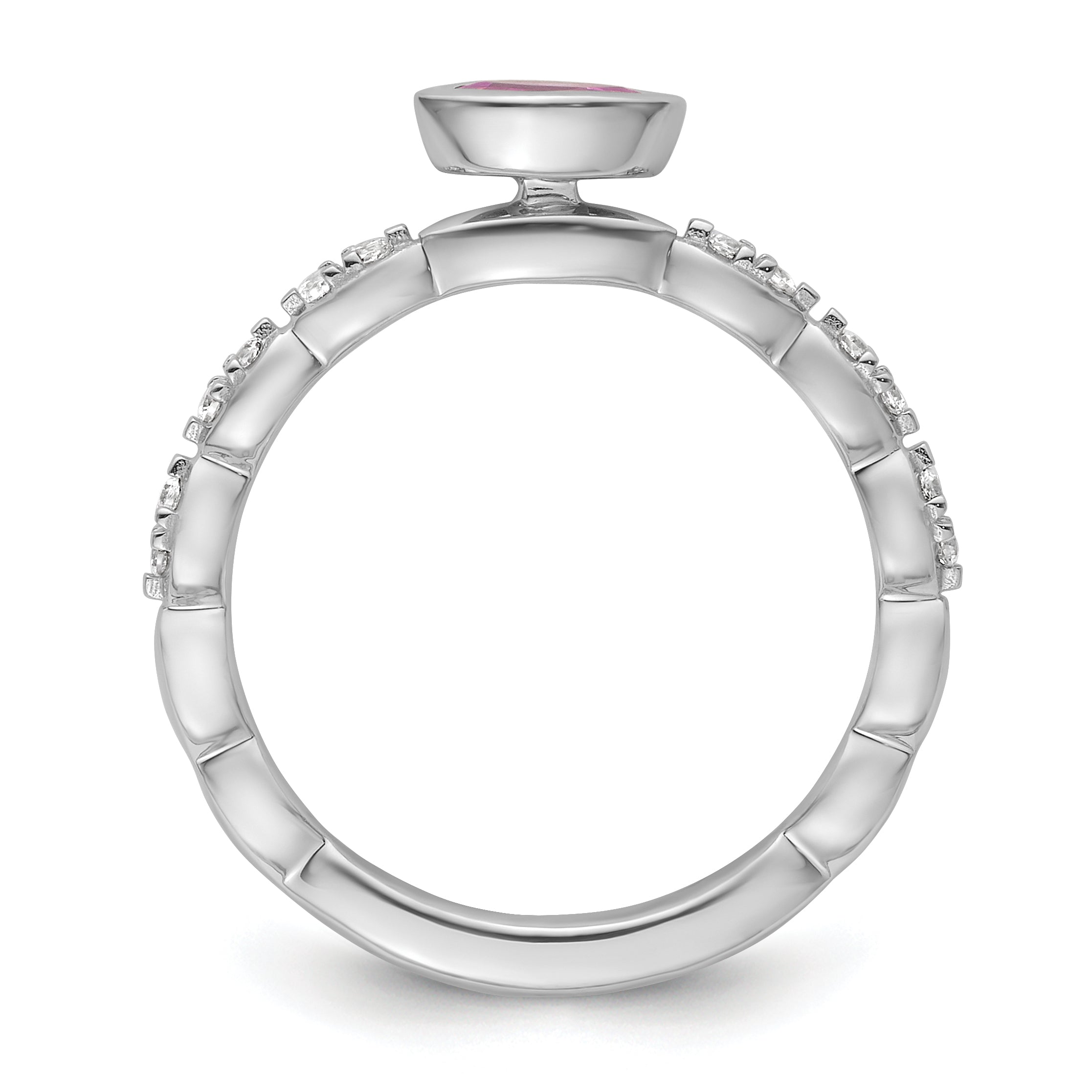 14k White Gold Stackable Expressions Pink Tourmaline and Dia. Ring Secondary image
