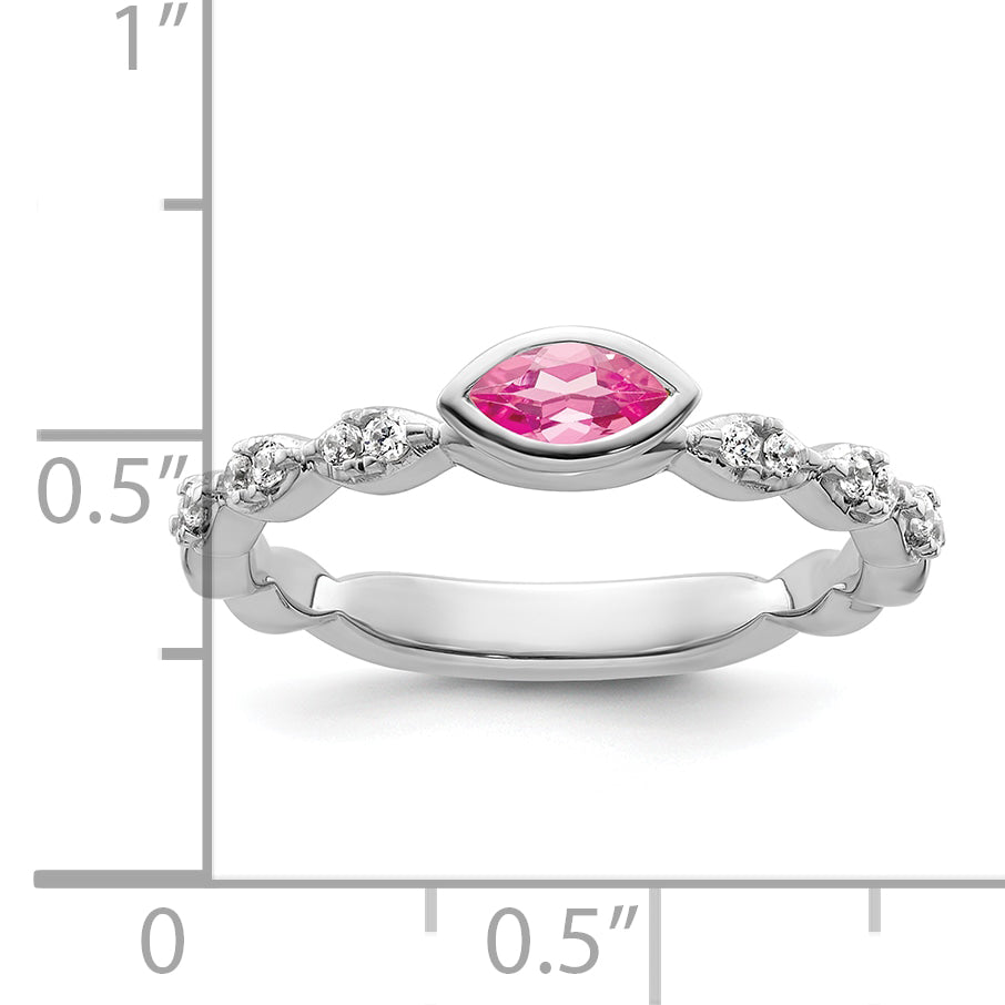 14k White Gold Stackable Expressions Pink Tourmaline and Dia. Ring