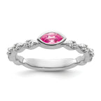 14k White Gold Stackable Expressions Pink Tourmaline and Dia. Ring