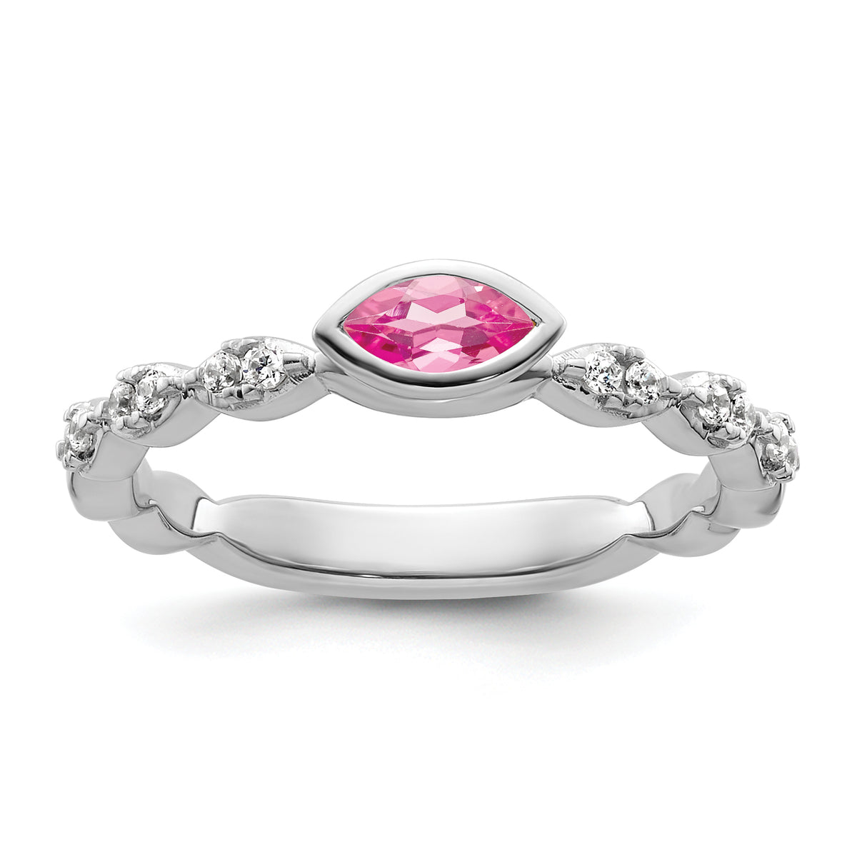 14k White Gold Stackable Expressions Pink Tourmaline and Dia. Ring