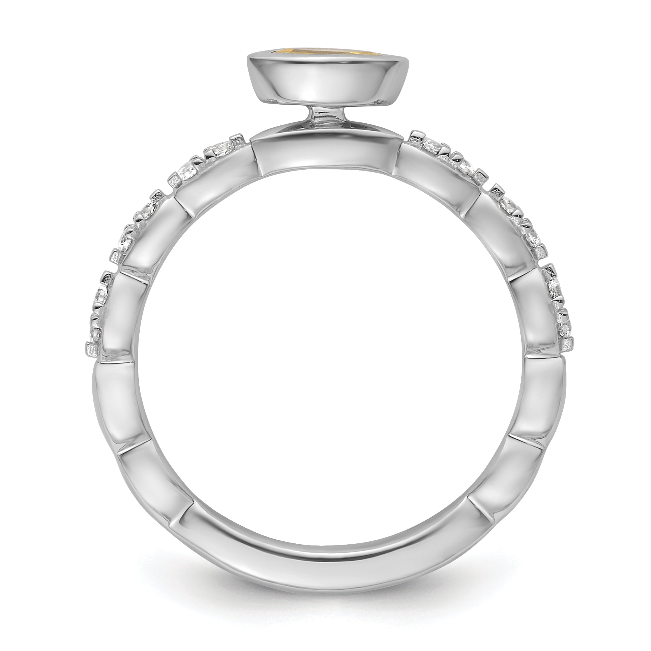 14k White Gold Stackable Expressions Citrine and Diamond Ring Secondary image