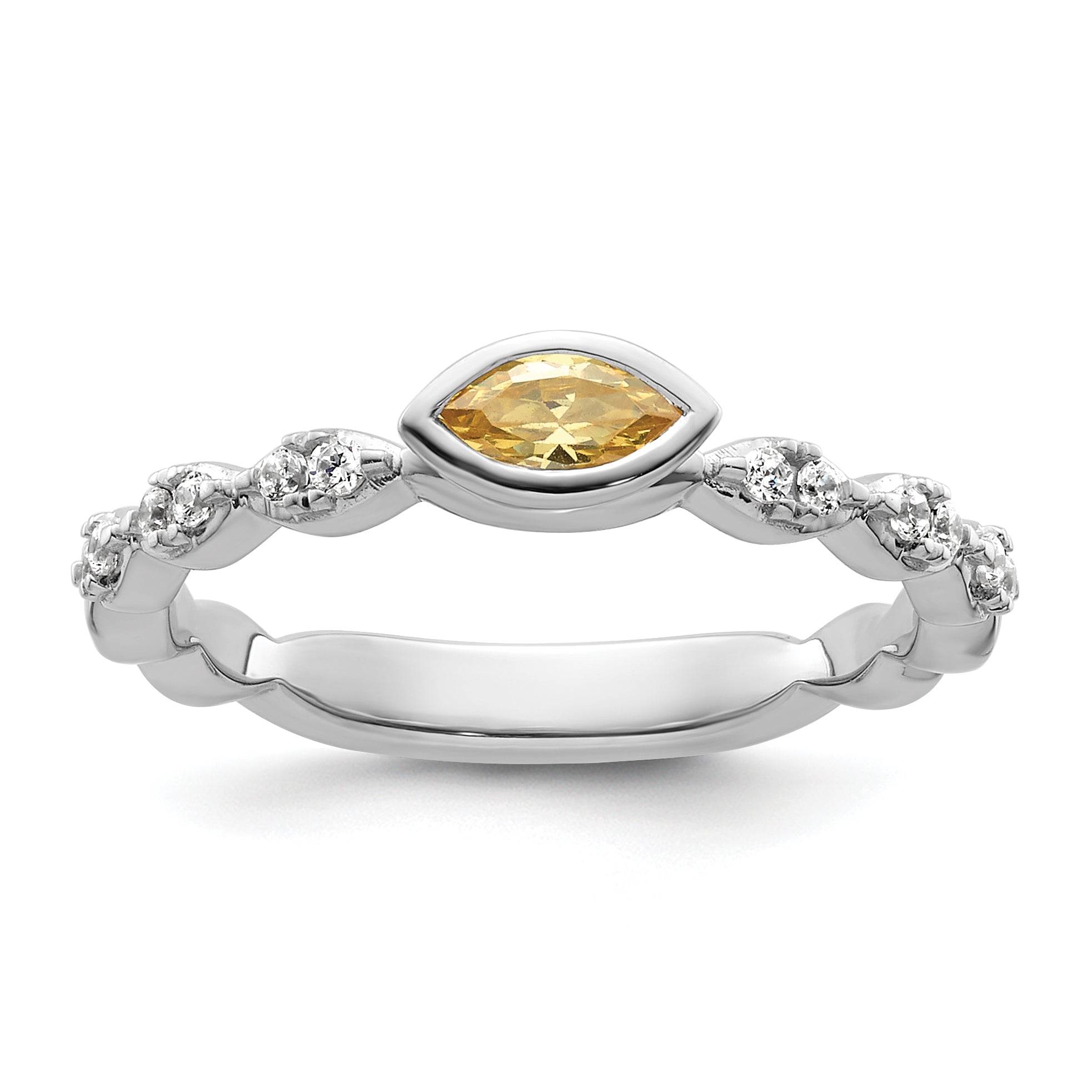 14k White Gold Stackable Expressions Citrine and Diamond Ring Main image