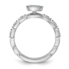 14k White Gold Stackable Expressions Blue Topaz and Diamond Ring