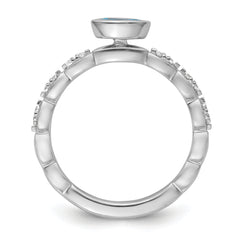 14k White Gold Stackable Expressions Blue Topaz and Diamond Ring