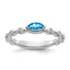 14k White Gold Stackable Expressions Blue Topaz and Diamond Ring
