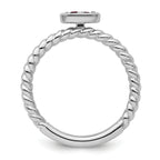 14k White Gold Stackable Expressions Garnet Twisted Ring