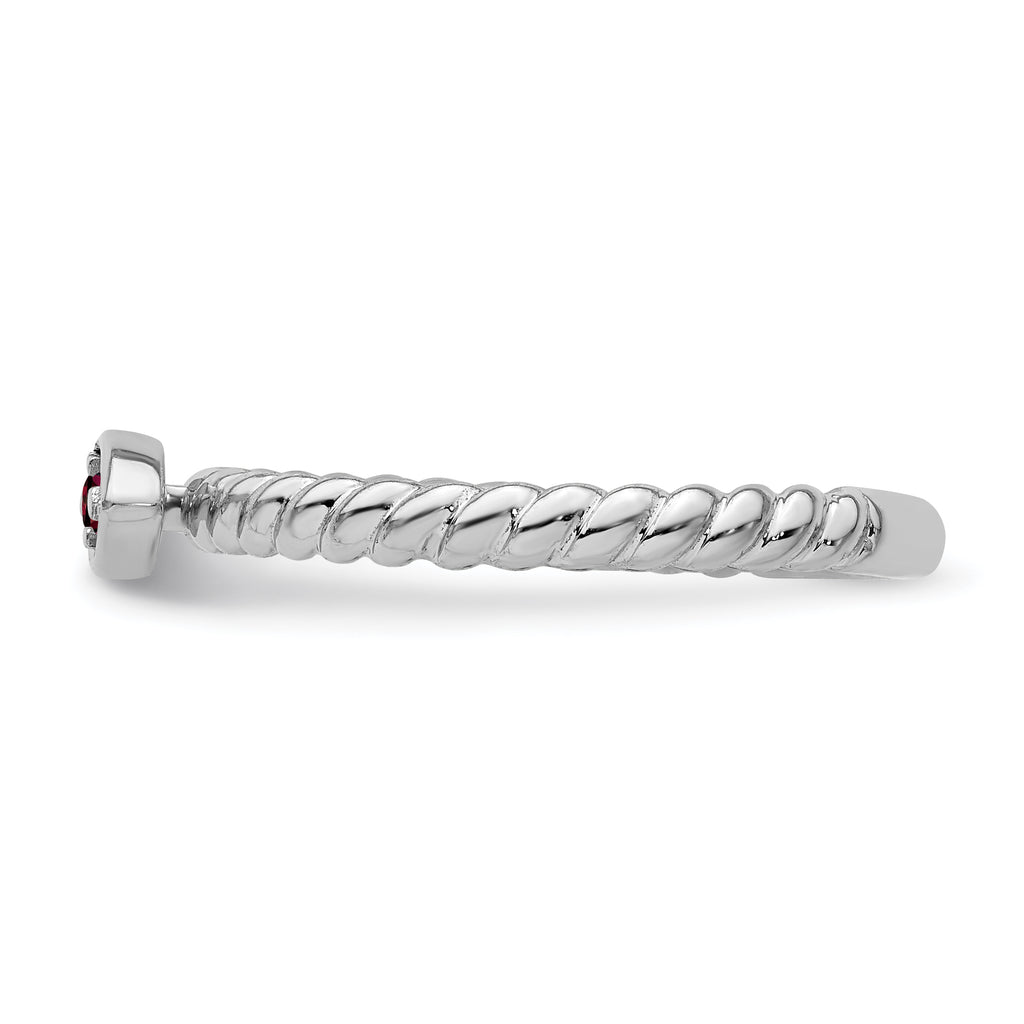 14k White Gold Stackable Expressions Garnet Twisted Ring
