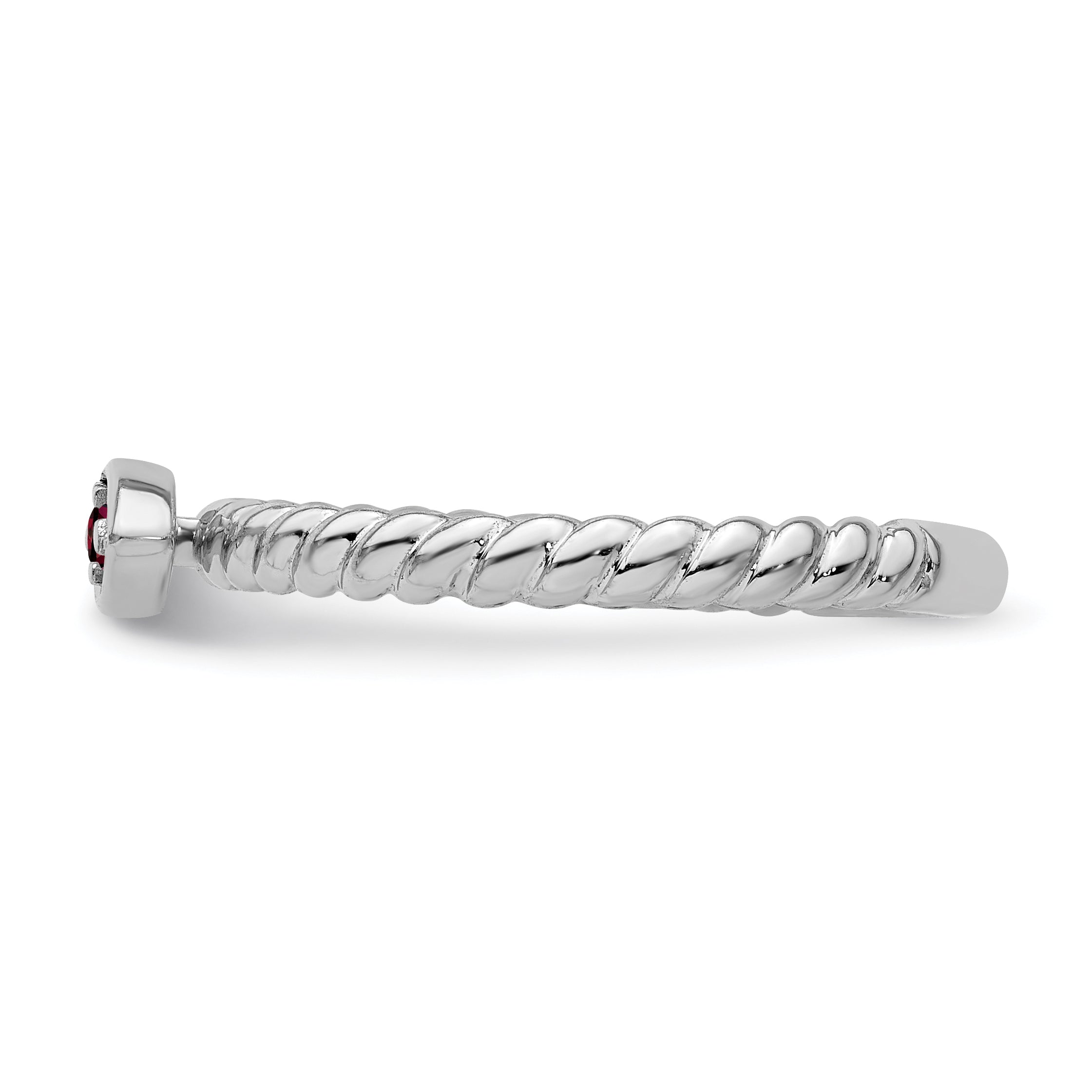 14k White Gold Stackable Expressions Garnet Twisted Ring
