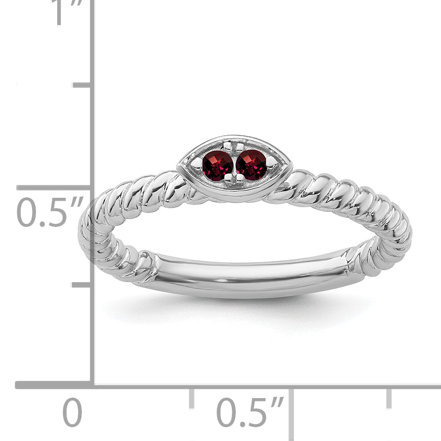 14k White Gold Stackable Expressions Garnet Twisted Ring