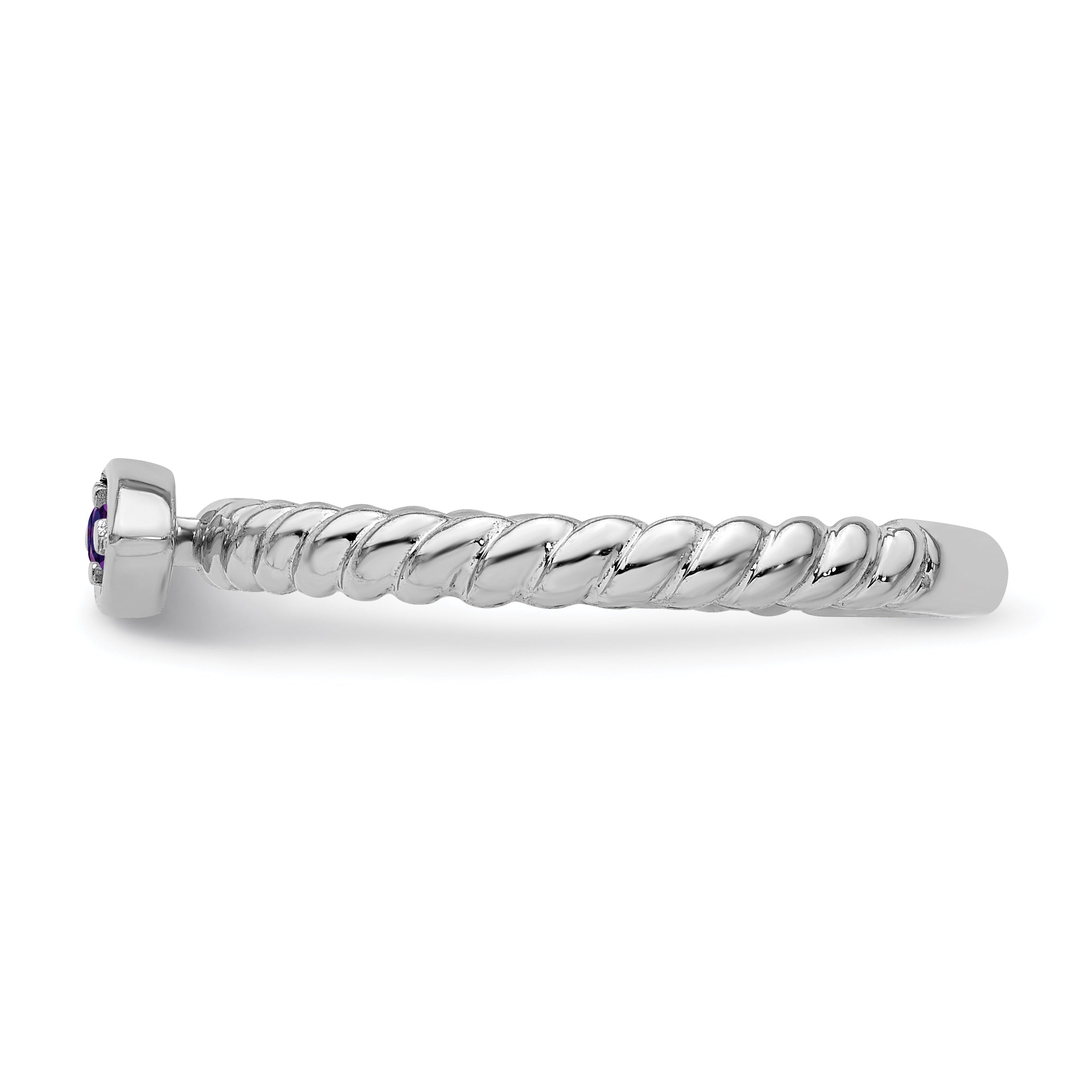 14k White Gold Stackable Expressions Amethyst Twisted Ring