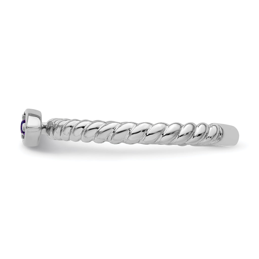 14k White Gold Stackable Expressions Amethyst Twisted Ring
