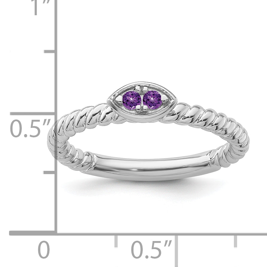 14k White Gold Stackable Expressions Amethyst Twisted Ring