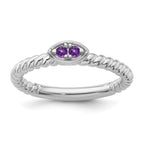 14k White Gold Stackable Expressions Amethyst Twisted Ring