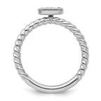 14k White Gold Stackable Expressions Aquamarine Twisted Ring