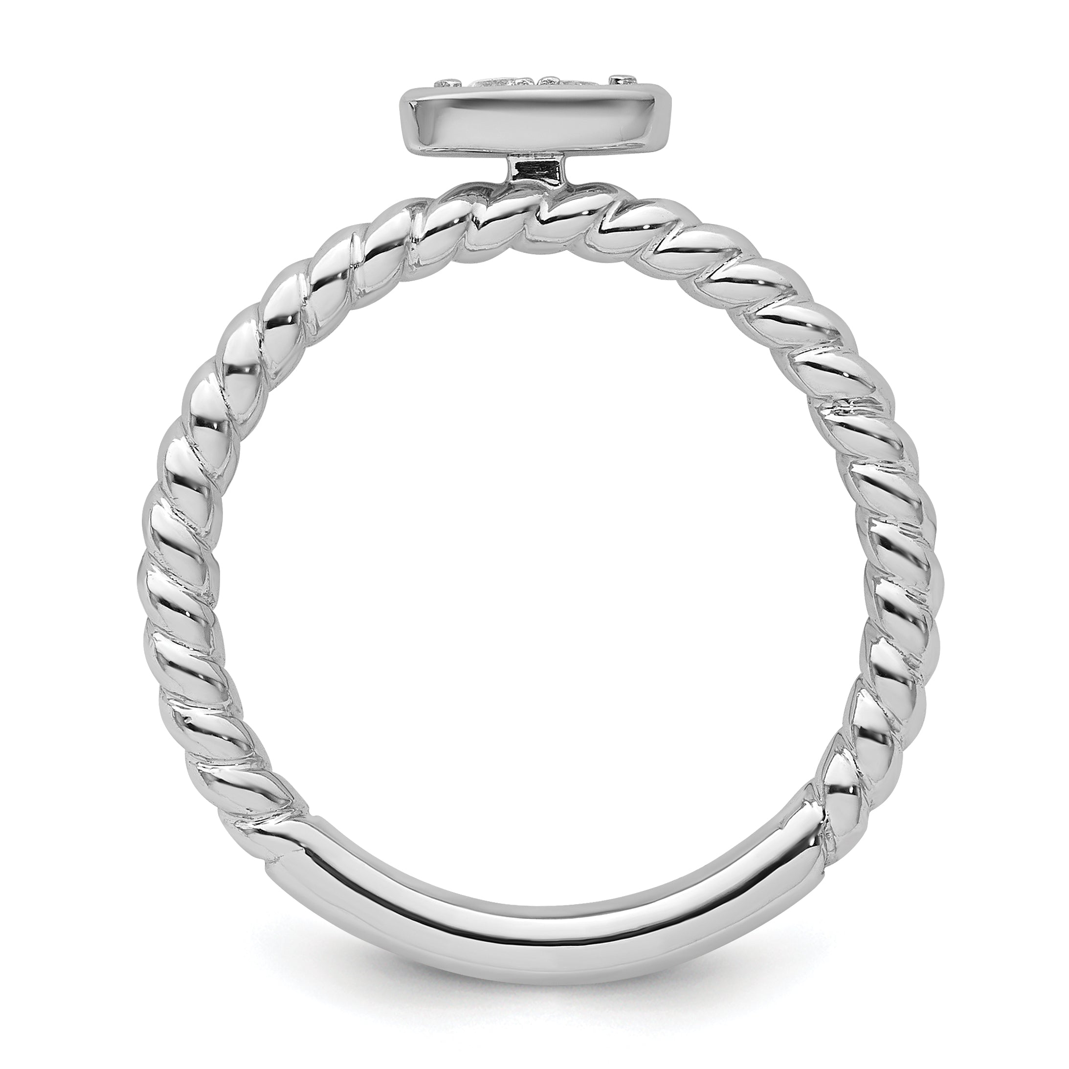 14k White Gold Stackable Expressions White Topaz Twisted Ring Secondary image
