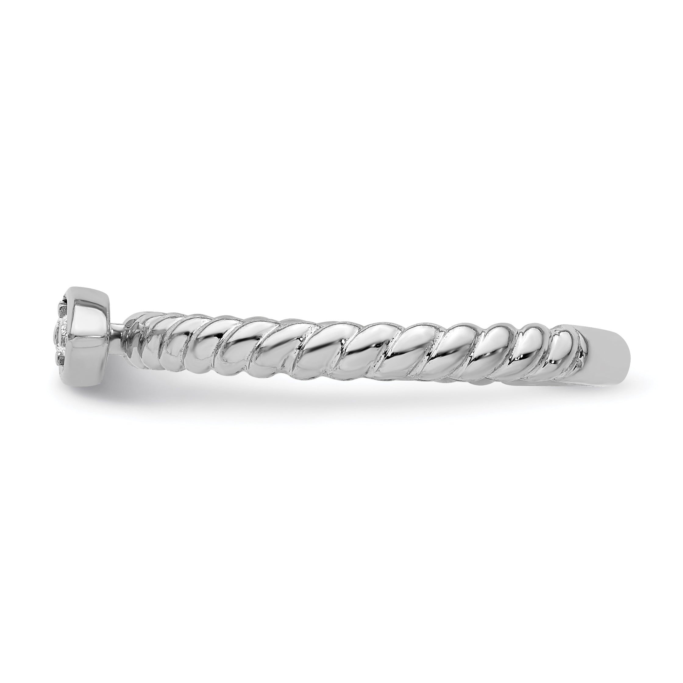 14k White Gold Stackable Expressions White Topaz Twisted Ring