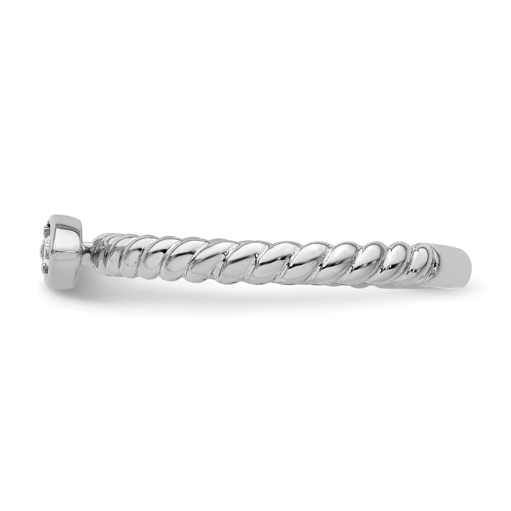 14k White Gold Stackable Expressions White Topaz Twisted Ring
