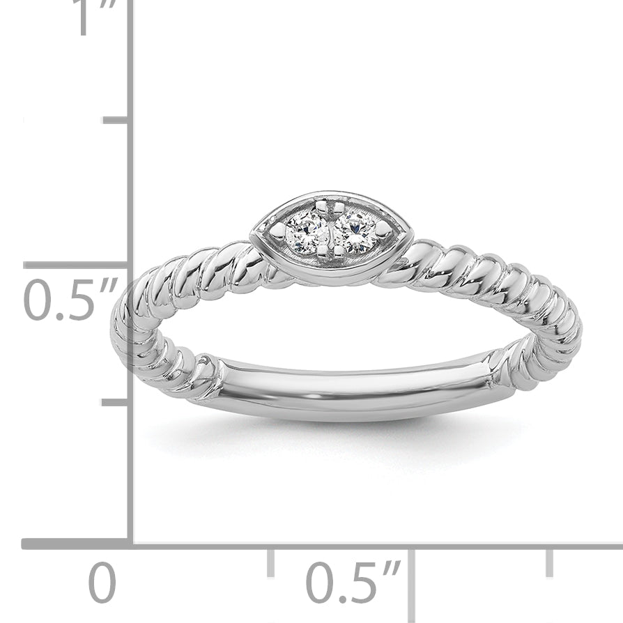 14k White Gold Stackable Expressions White Topaz Twisted Ring