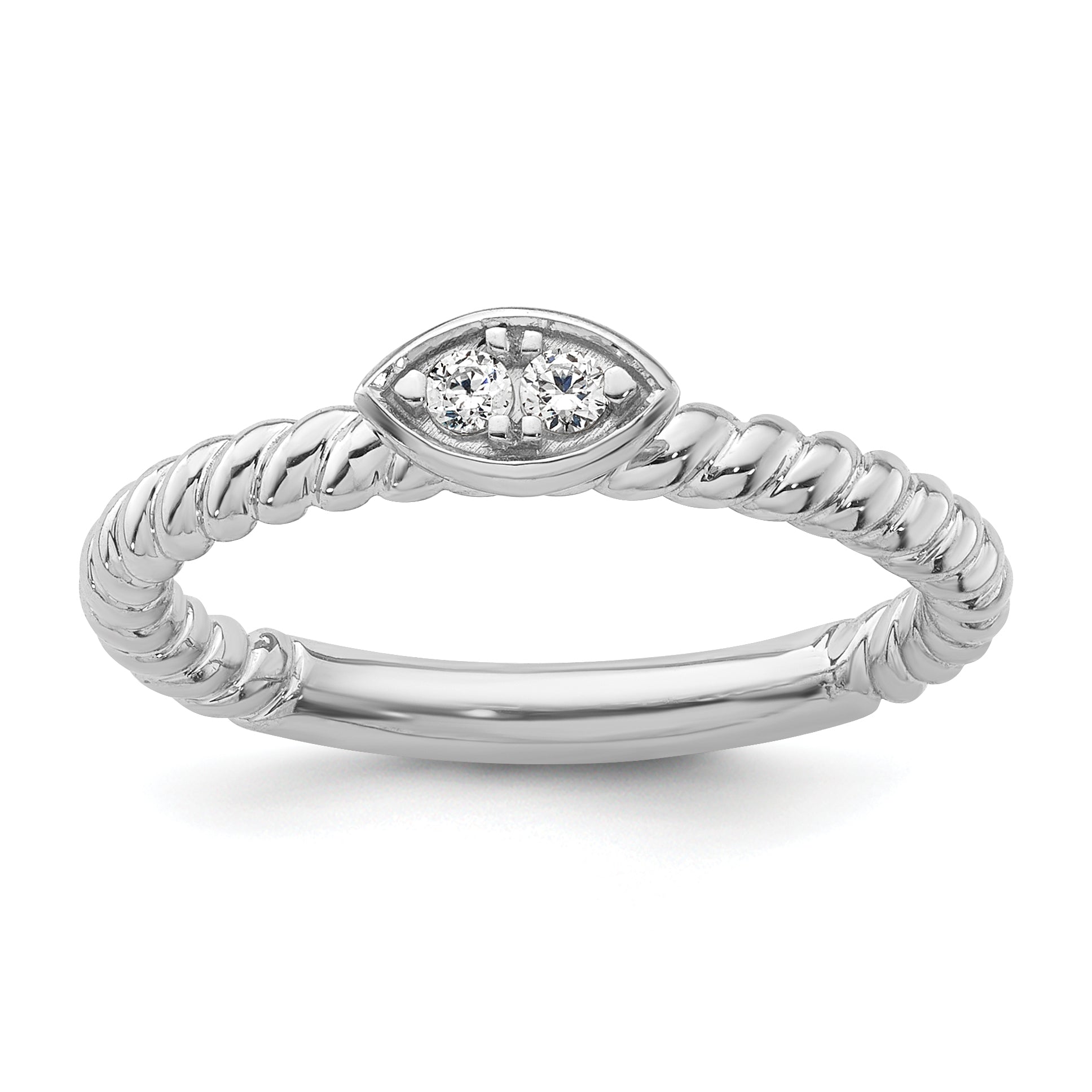 14k White Gold Stackable Expressions White Topaz Twisted Ring Main image