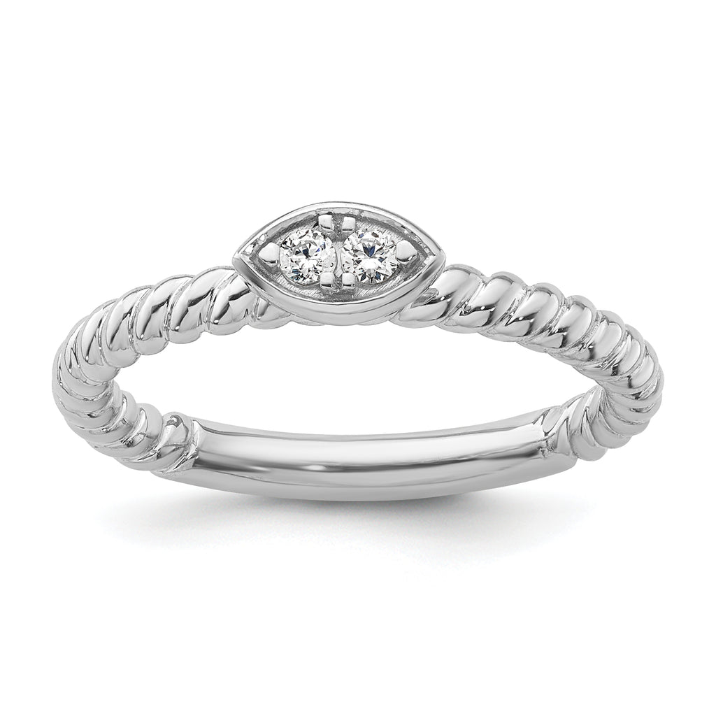 14k White Gold Stackable Expressions White Topaz Twisted Ring