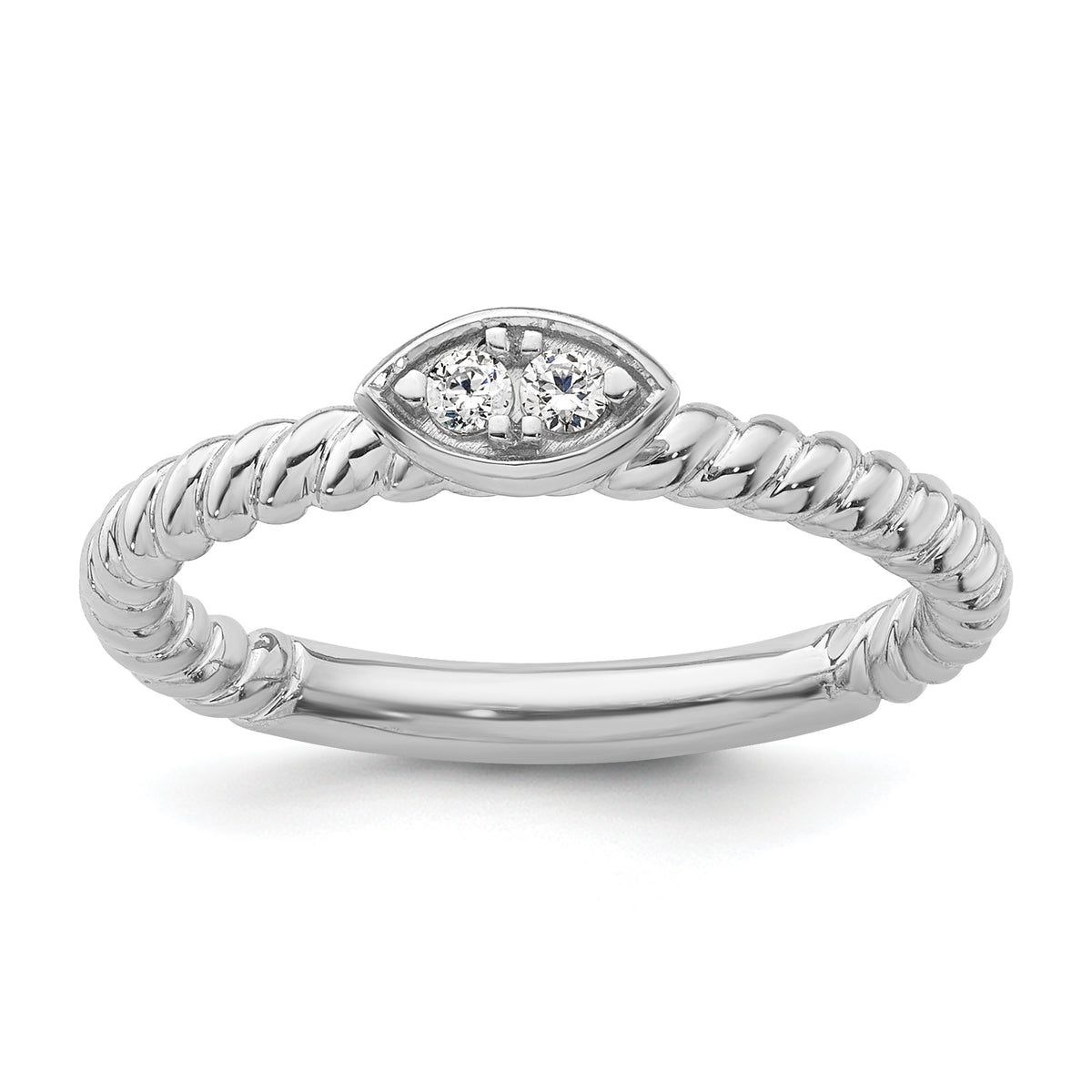 14k White Gold Stackable Expressions White Topaz Twisted Ring