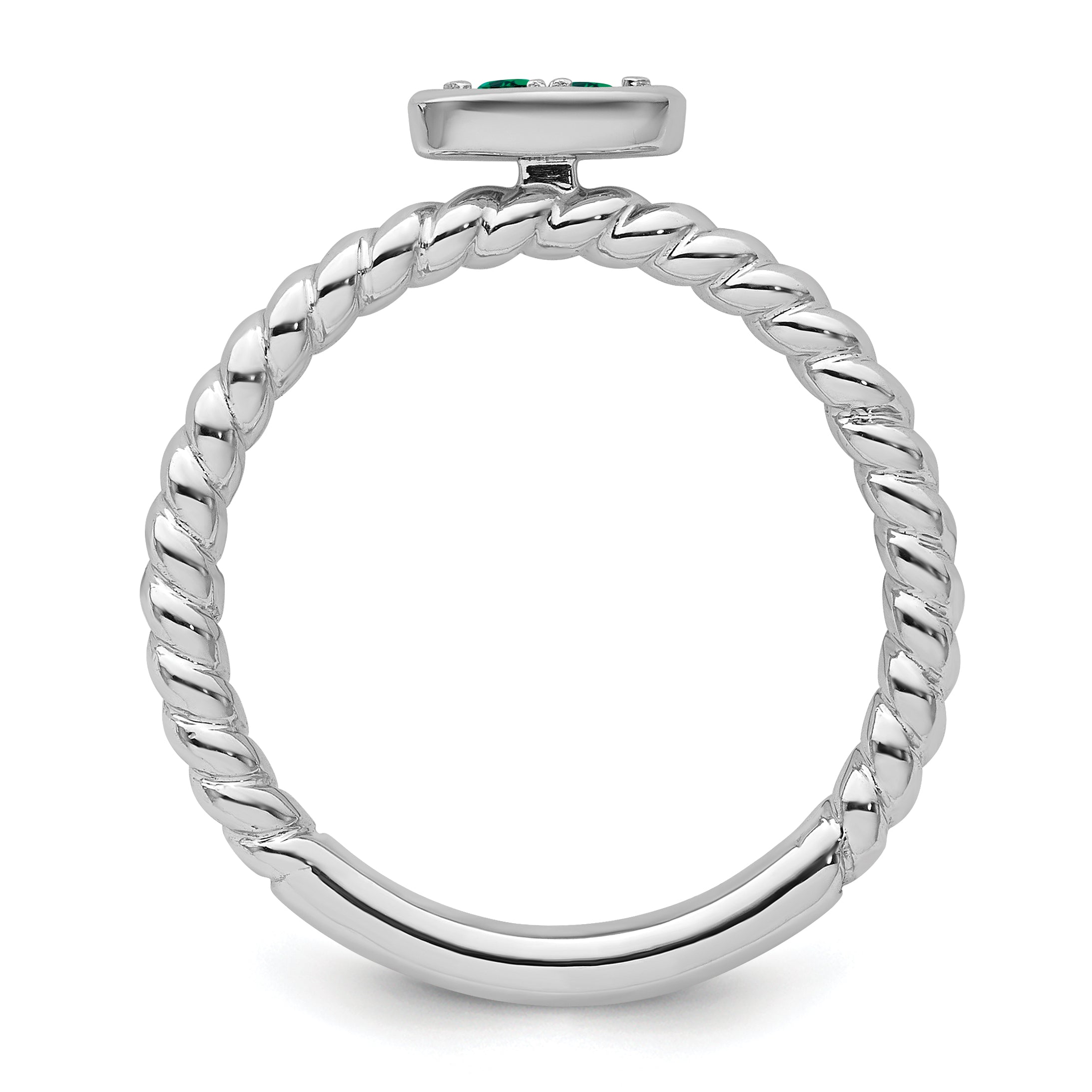 14k White Gold Stackable Expressions Created Emerald Twisted Ring Secondary image