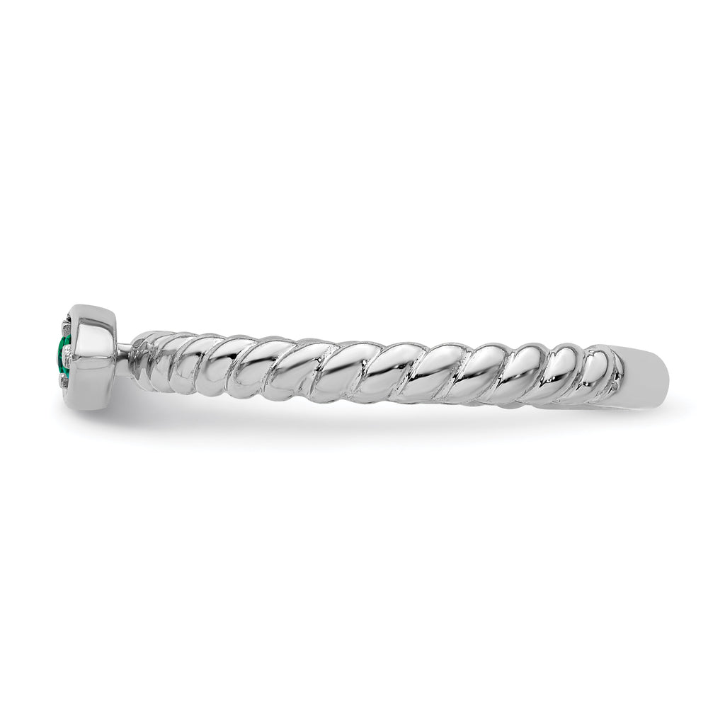 14k White Gold Stackable Expressions Created Emerald Twisted Ring