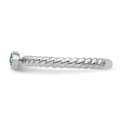 14k White Gold Stackable Expressions Created Emerald Twisted Ring