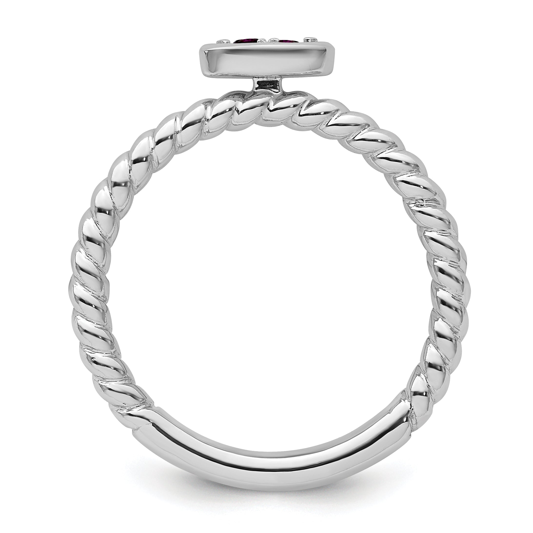 14k White Gold Stackable Expressions Rhodolite Garnet Twisted Ring Secondary image