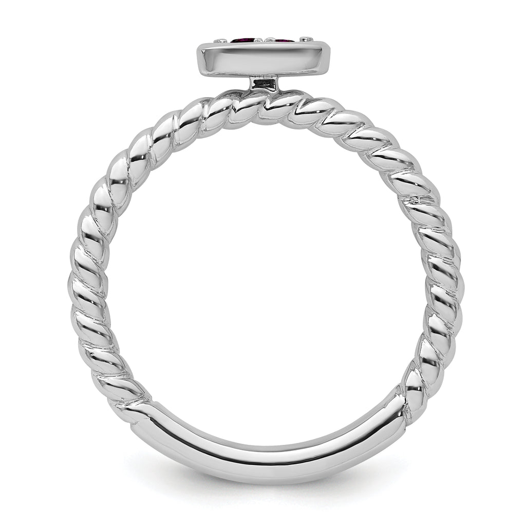 14k White Gold Stackable Expressions Rhodolite Garnet Twisted Ring