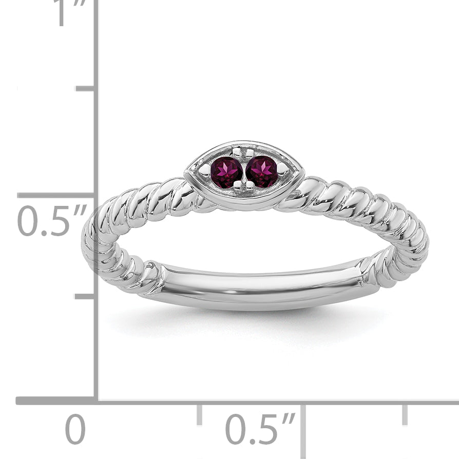 14k White Gold Stackable Expressions Rhodolite Garnet Twisted Ring