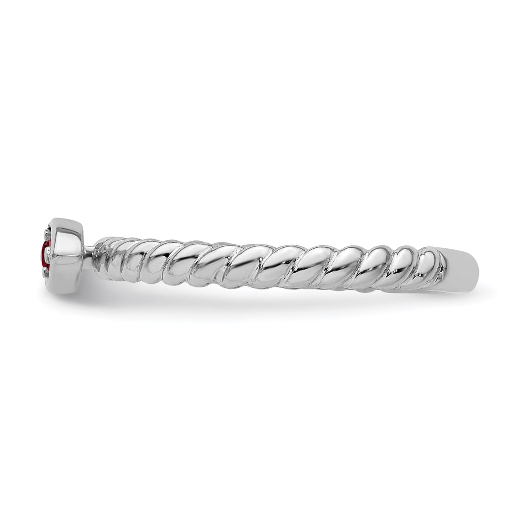 14k White Gold Stackable Expressions Created Ruby Twisted Ring