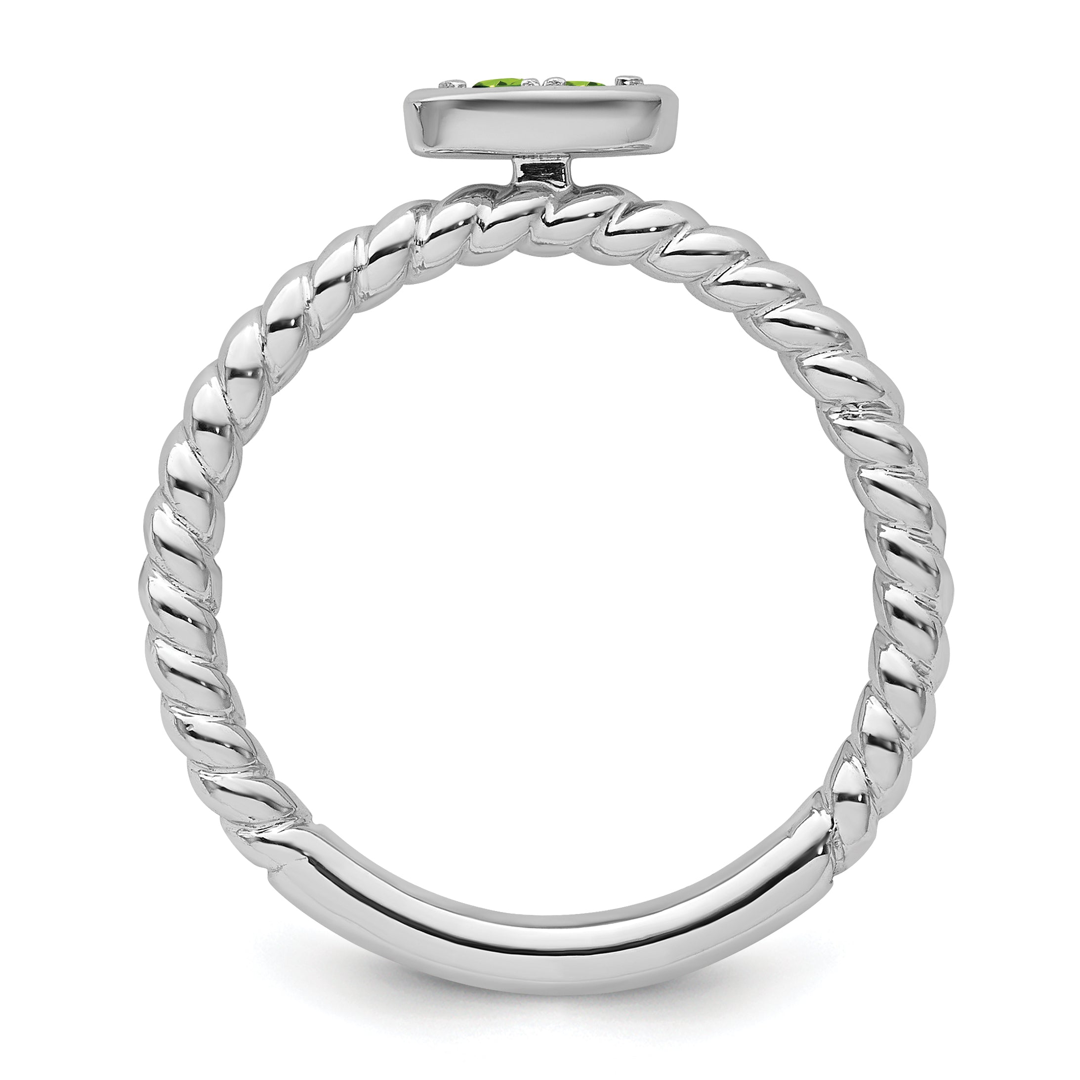 14k White Gold Stackable Expressions Peridot Twisted Ring Secondary image